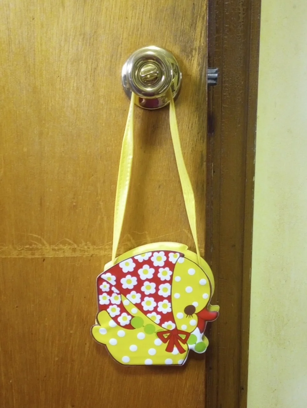 Colorful Vtg Retro Floral & Polka Dot Chick Purse. Yellow Red Green White Brown